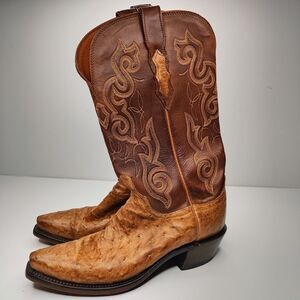 Lucchese Womens Ostrich Dolly Snip Toe Boots Brown US Size 7 B US